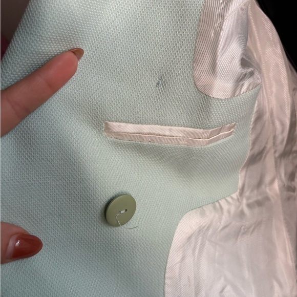 Zara women’s mint Green Double-Breasted long Blazer coat sz small preloved - Picture 16 of 16